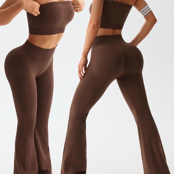 Women's Clothing Chest Wrap Vest Flared Pants Two Piece High Waist Abdomen Wide Leg Pants Leisure Sports Yoga Suit