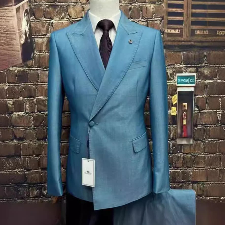 Men's Clothing Plaid Wedding Casual Host Suit 2 Piece Suit 2piss