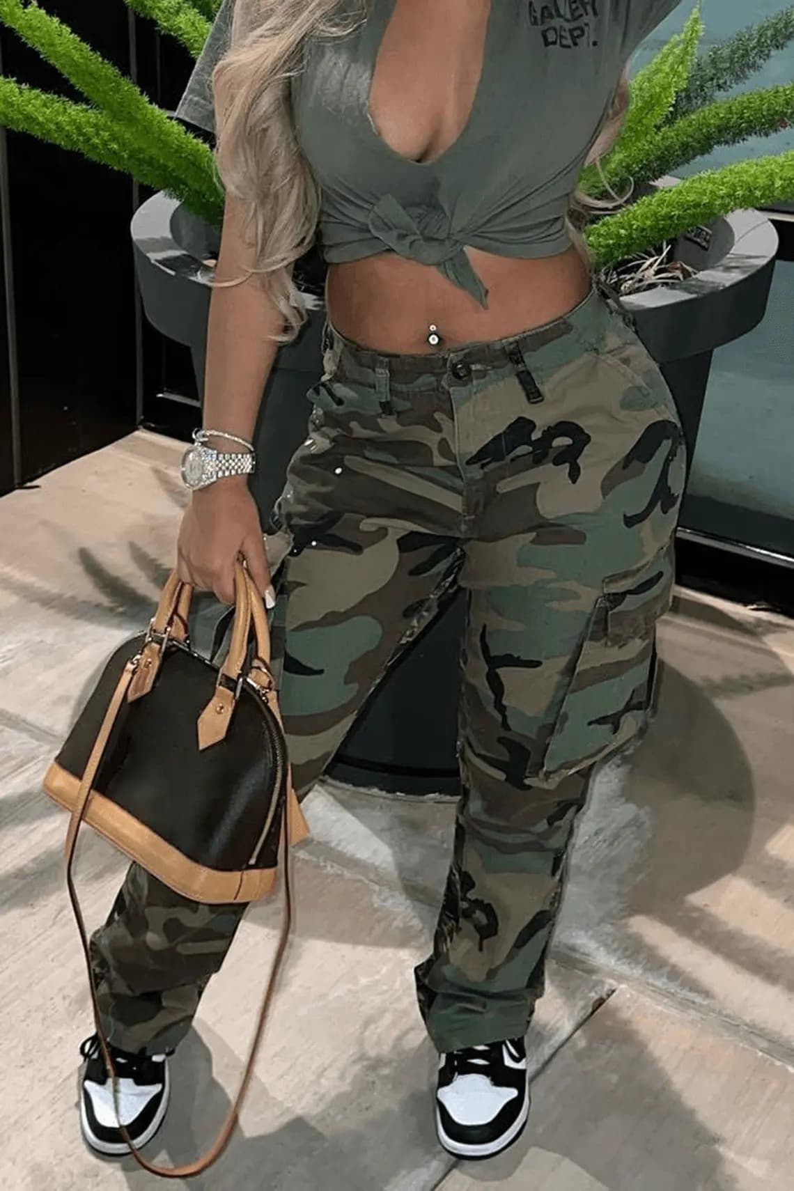 Women's clothing ins style high waist straight multi-color camouflage overalls