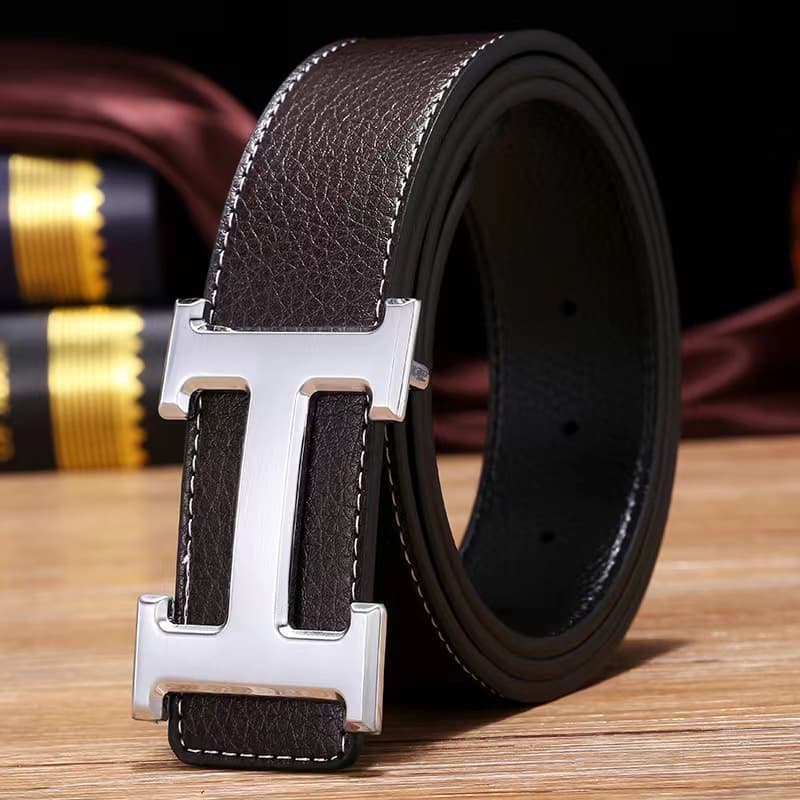 Ceinture H en cuir pour homme avec boucle lisse pour jeune personnalité, ceinture tendance tendance pour homme, ceinture polyvalente haut de gamme