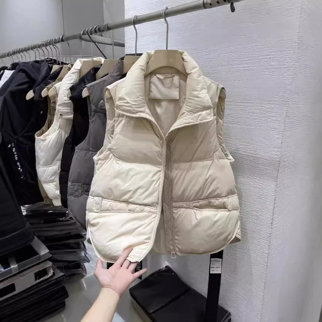Women's Clothing autumn hot style stand collar down cotton vest small size versatile fashion cotton vest waistcoat jacket trendy