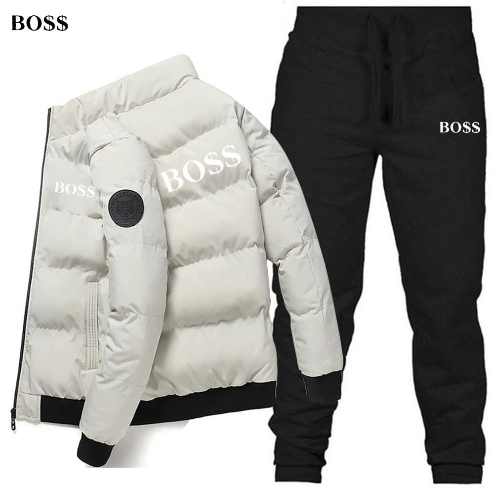 Nouveaux hommes coton veste + pantalon couleur unie imprimé ensemble de sport décontracté