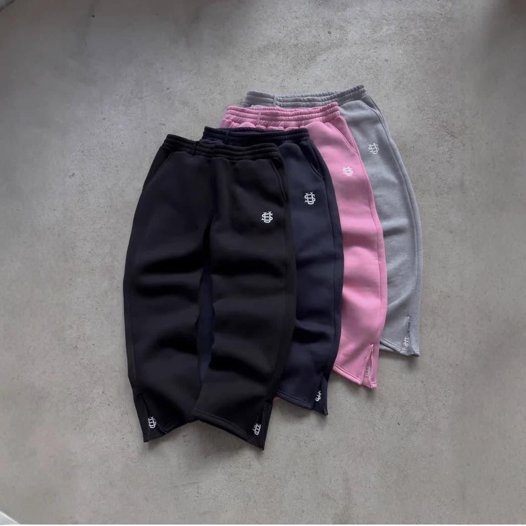 Men's Clothing Elastic Rope Zipper Sweatpants Solid Color Casual Trousers High Street Hip Hop Rap Street