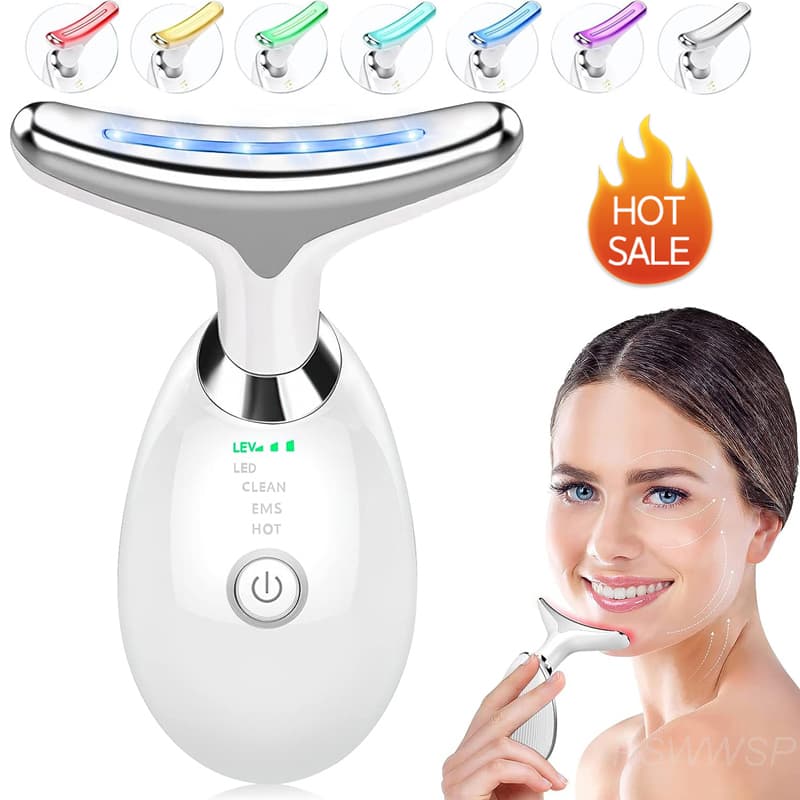 2024 7 Colors Neck Beauty Device Ems Lifting M Double Chin Remover Led Photon Anti Wrinkle Skin Sharpening Face
