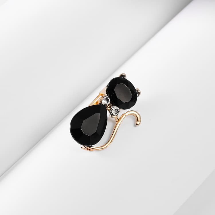 Cat brooch with cute personality diamond inlay, fashionable and versatile alloy rhinestone chest flower