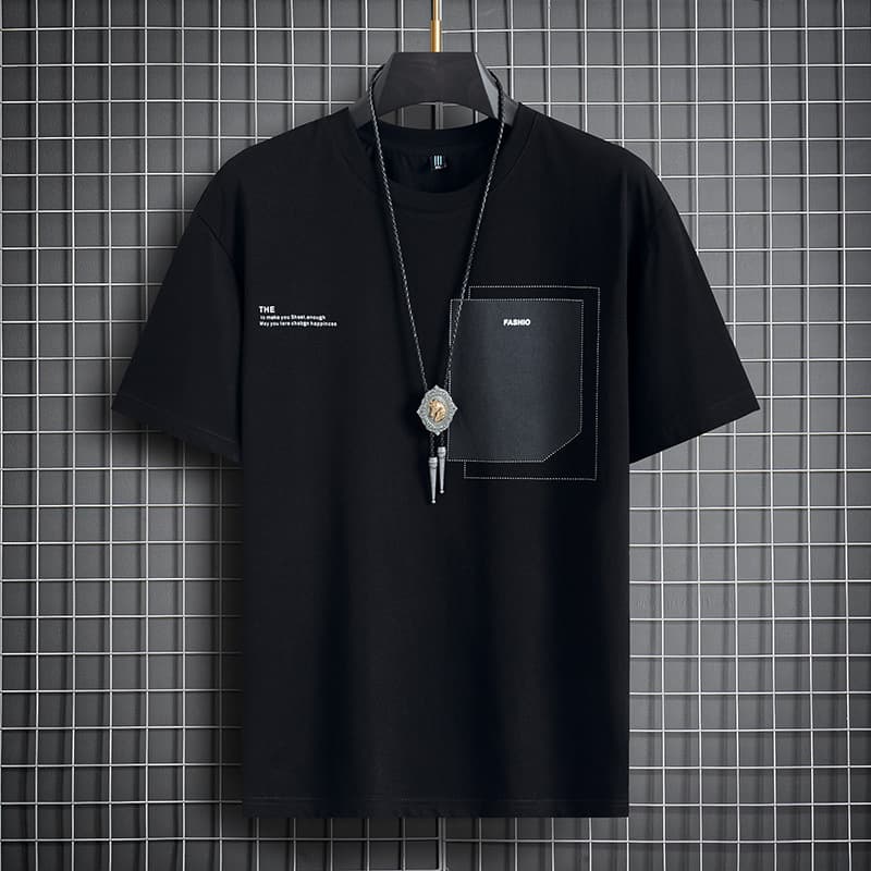 Men's clothing Fashion brand round neck urban style summer slim milk silk fashion urban casual men's short-sleeved T-shirt