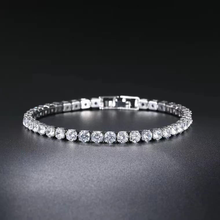 Hot Selling Circular 4mm Hip-hop Single Row Full Diamond Fashionable Bracelet