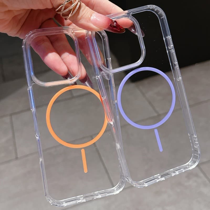 Clea Wieless Chage Magnetic Case Fo Iphone 16 16E 15 14 13 12 11 Po Max X XR XS Plus Mini Acylic Had