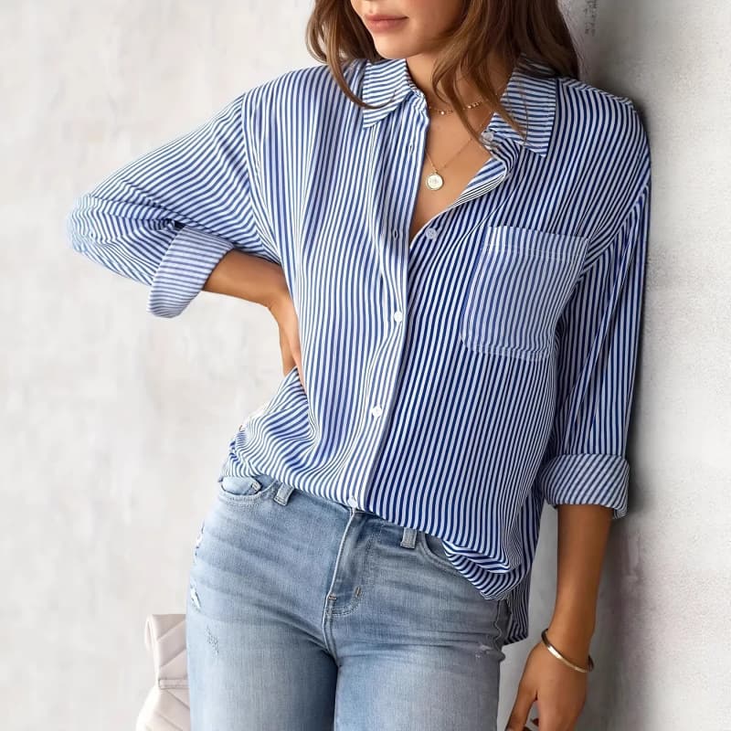 Women's Clothing Loose Casual Long Sleeve Blouse - Comfortable Relaxed Fit Shirt