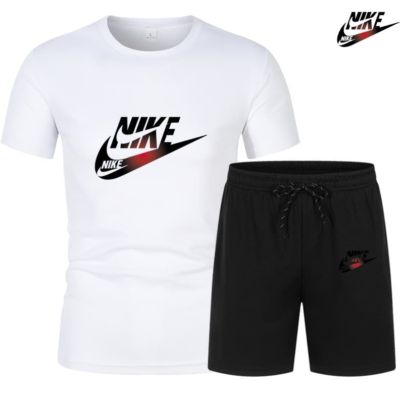 Ensemble de sport décontracté d'été pour hommes, T-shirt à manches courtes + short, deux pièces, élastique et respirant, ensemble d'entraînem