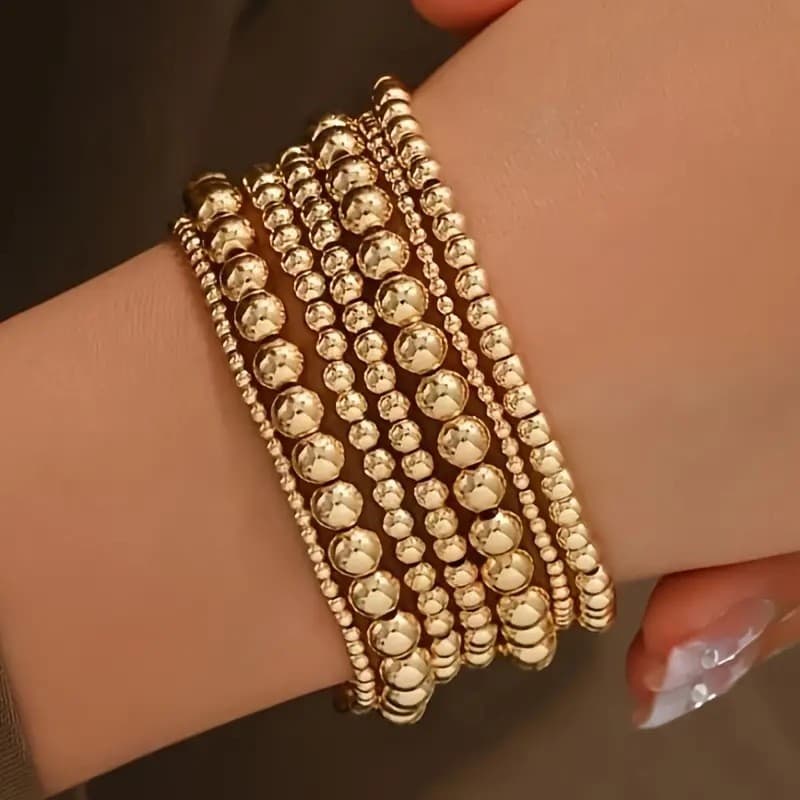 Hot Selling Hand Jewelry Women's Waterproof Wear-resistant Fashion Simple Beaded Elastic Bracelet 7 Pack
