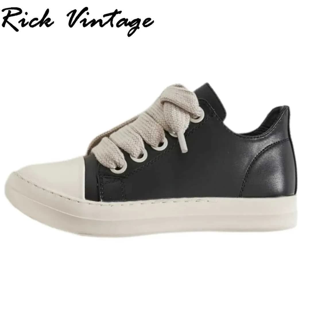 Dress Rick Vintage Jumbo Lace Sneakers Low Top Woman Designer Men Casual Leather Women Flats Shoes Newtrainer Size