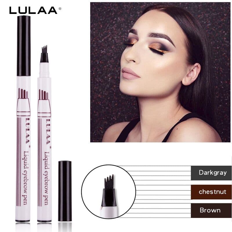 4 Point Eyebrow Pencil Waterproof Liquid Eyebrow Pen Makeup Long Lasting 4 Fork Tip Brow Pen Cosmetic Microblade Brow Pencil