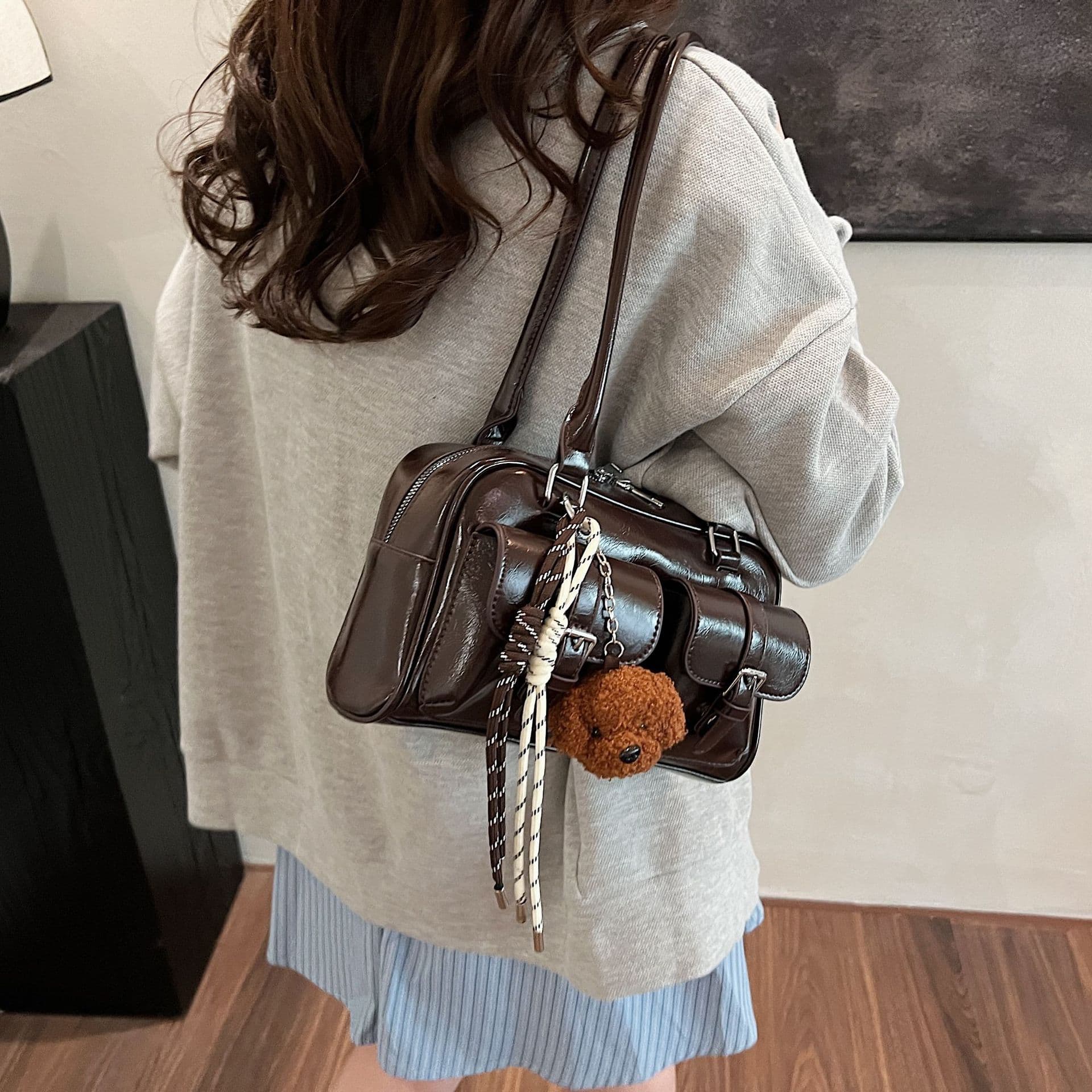 Black Swan Pillow Women's New Light Luxury Niche PU High-end Handbag Shoulder Bag