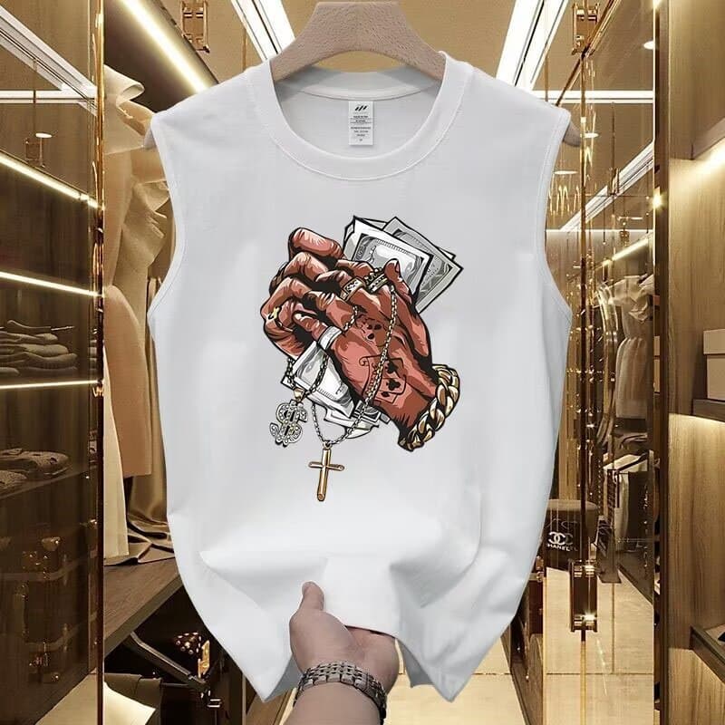 Men's Clothing Sports Vest Summer Loose Outer Wear Sleeveless T Shirt Trend Boys Casual Wide Shoulder Waistcoat Top