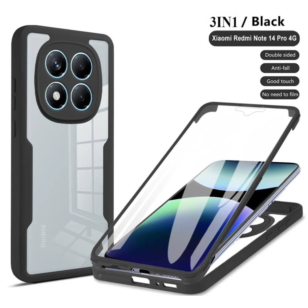 3In1 360° Full Coverage Shockproof Phone Case For Note 14/13 Plus 4G Redmi A4 A3 Xiaomi 14/15 Ultra POCO X7 Pro 5G Cover