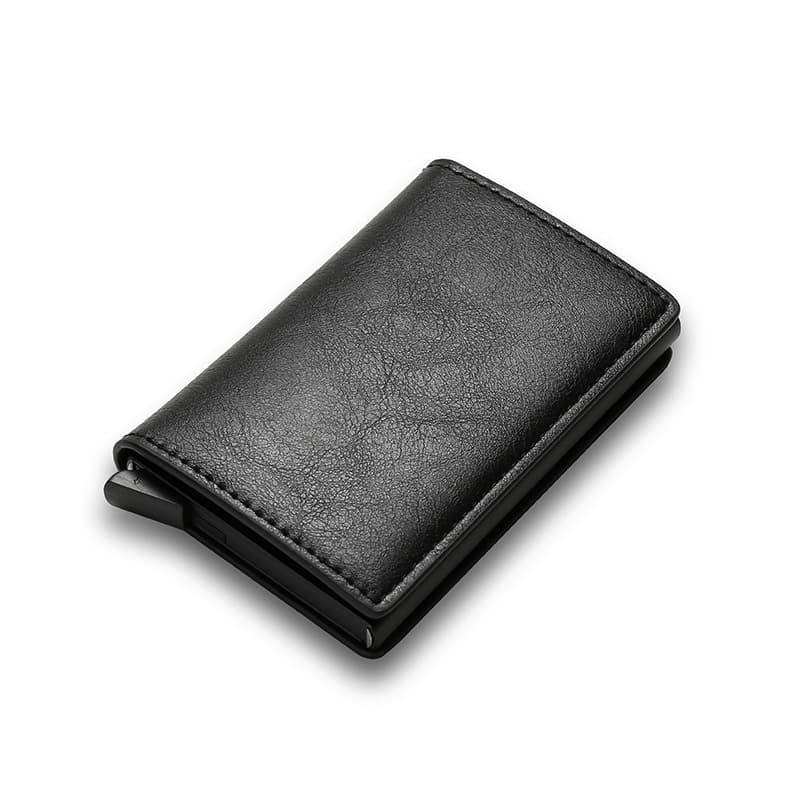 Ultra-Thin RFID Automatic Pop-Up Card Holder Wallet For Men With Multi-Slots Money Clip PU Microfiber Synthetic Leather