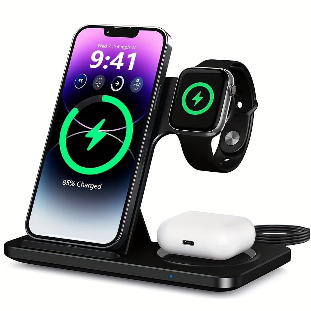Wireless Charging Station For Apple Multiple Devices Foldable 3 In 1 Fast Charger Station Stand Dock For Apple Watch IWatch Series 8 7 6 SE 5 4 3 2 Ai