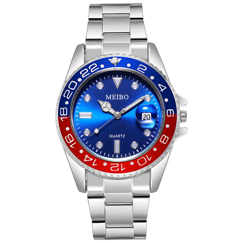 MEIBO Green Water Ghost Steel Band With Calendar High-end Quartz Watch Men's Wristwatch