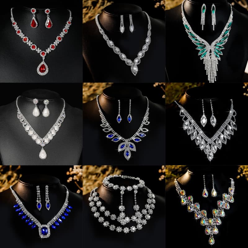 necklace set earring jewelry set banquet dress set necklace fashionable all match bridal jewelry