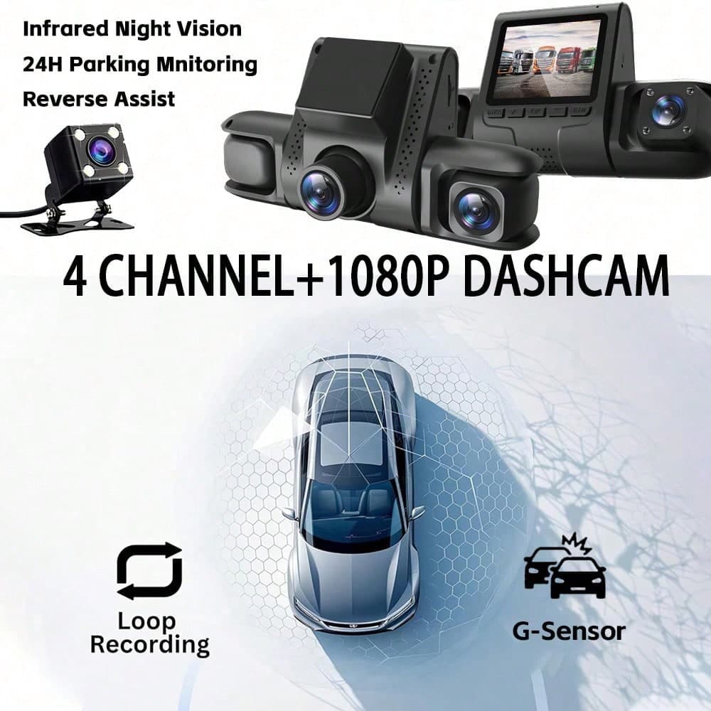 Four-way Video 1080P Driving Recorder High Definition Night Vision Wide Angle Parking Surveillance Vehicle Camera DVR
