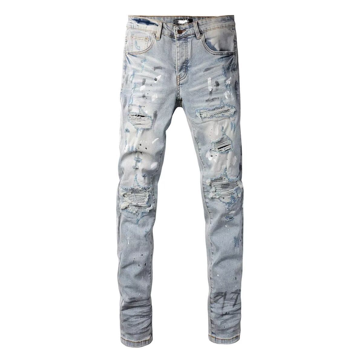 Jean slim pour homme avec écusson brodé, style décontracté et tendance, pantalon en coton déchiré