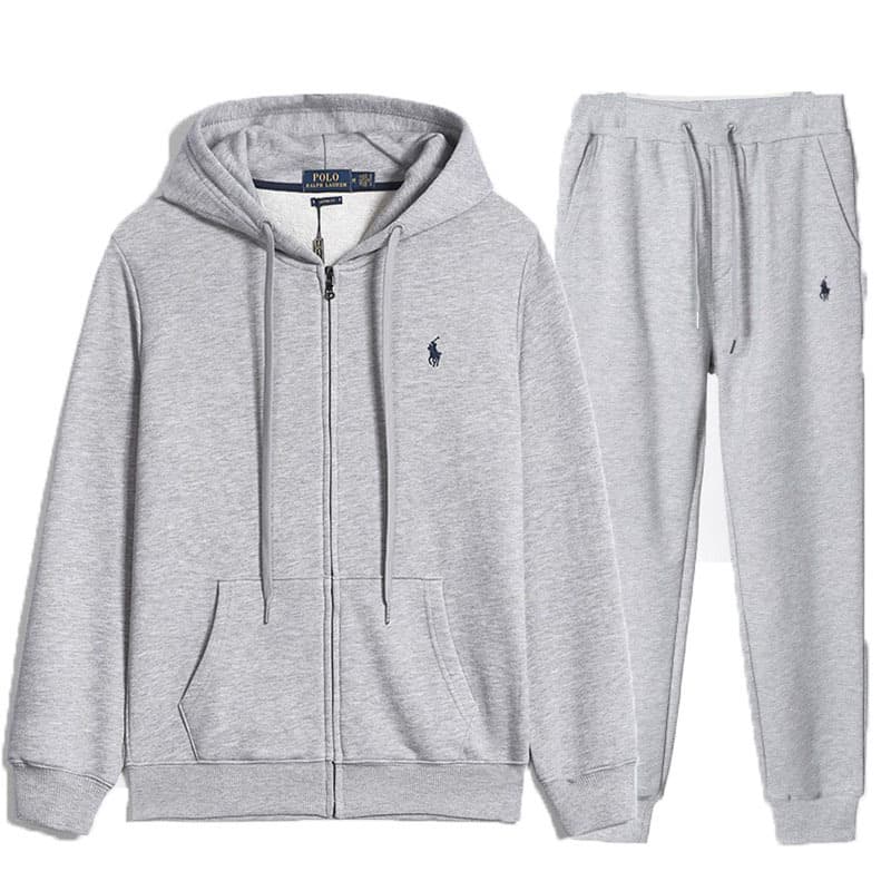 Ensemble cardigan brodé RL Pony printemps-automne pour homme et femme, fermeture éclair, veste à capuche + pantalon