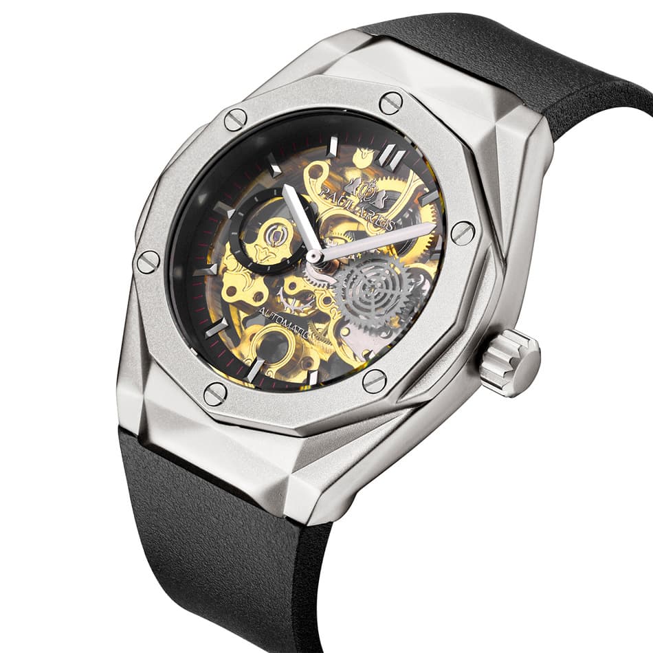 Automatic Mechanical Hollow Rose Gold Tape Men's Watch AUTOMATIC WATCH