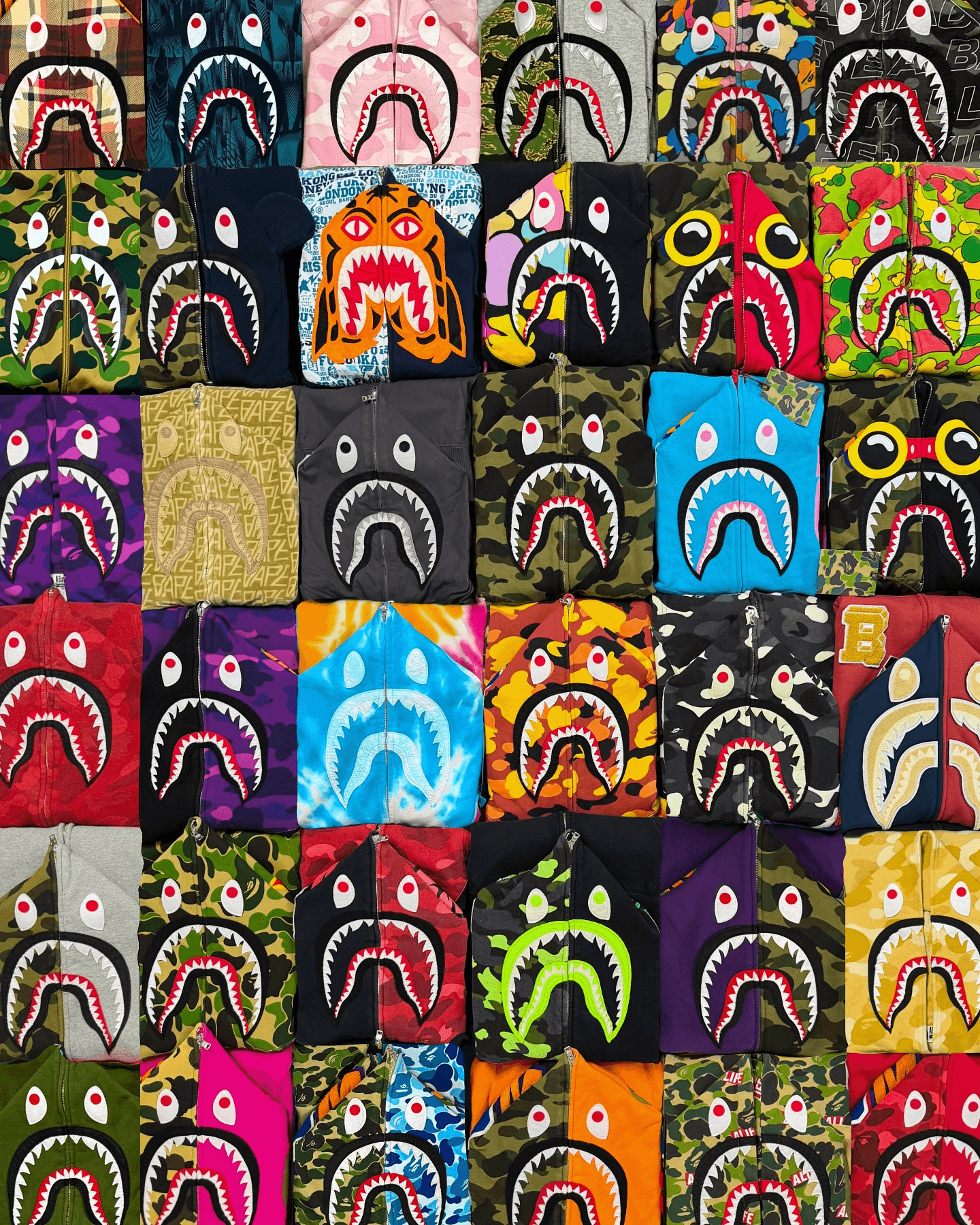 A BATHING APE ABC CAMO High Quality Pure Cotton Version SHARK FULL ZIP HOODIE MENS AND WOMEN