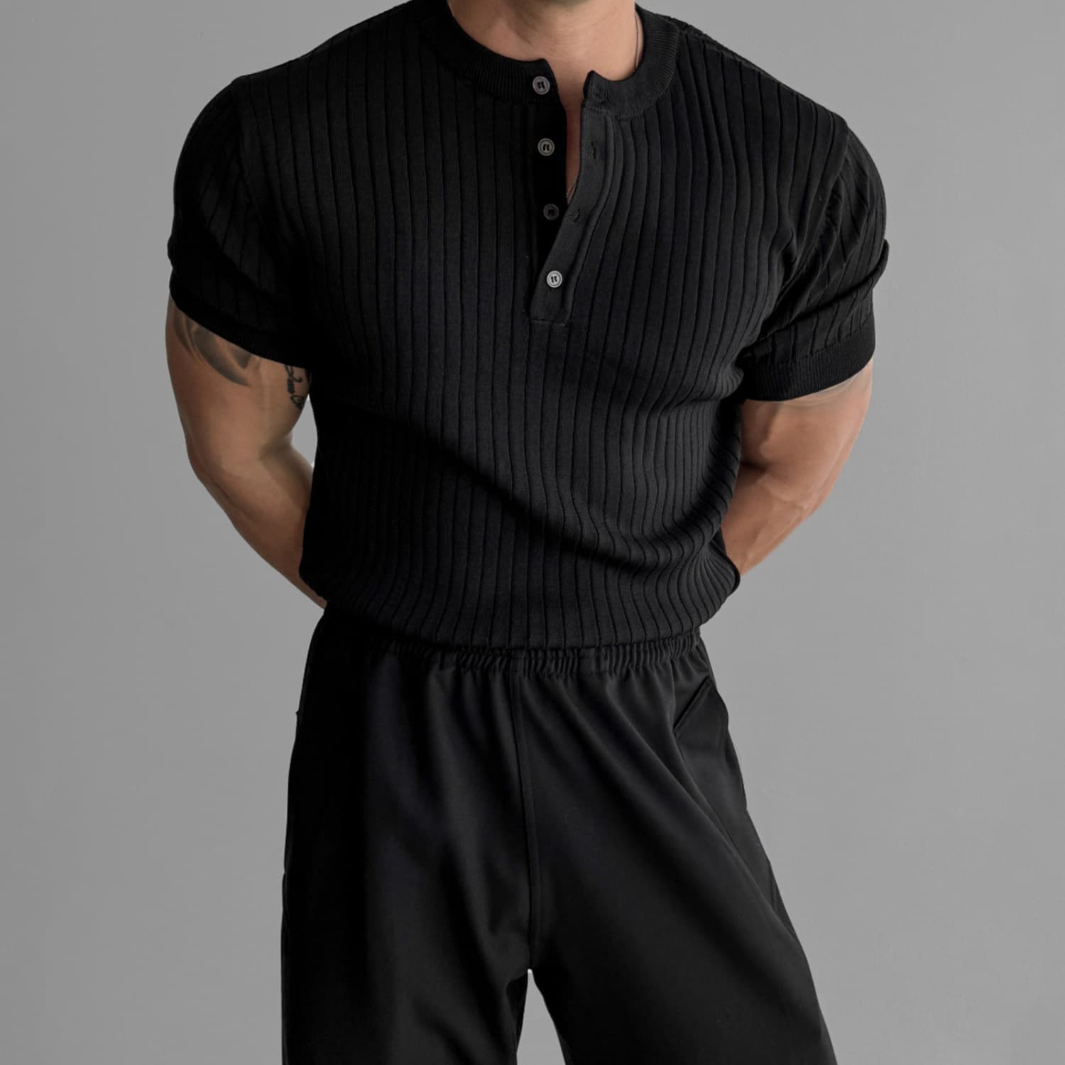 Old Money Aesthetic Men's Short Sleeve T-Shirt Summer Luxury Textured Knit Tee, Breathable & Loose Fit, V-Neck Casual Top (White/Black/Green/Brown)