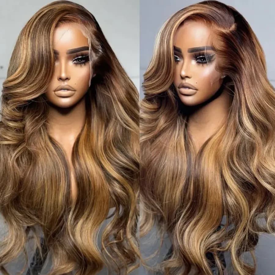 Best-selling Front Lace Wig Set At International Statio Women's Gradient Color Wig Set Long Curly Hair Big Wave Hair Replacement