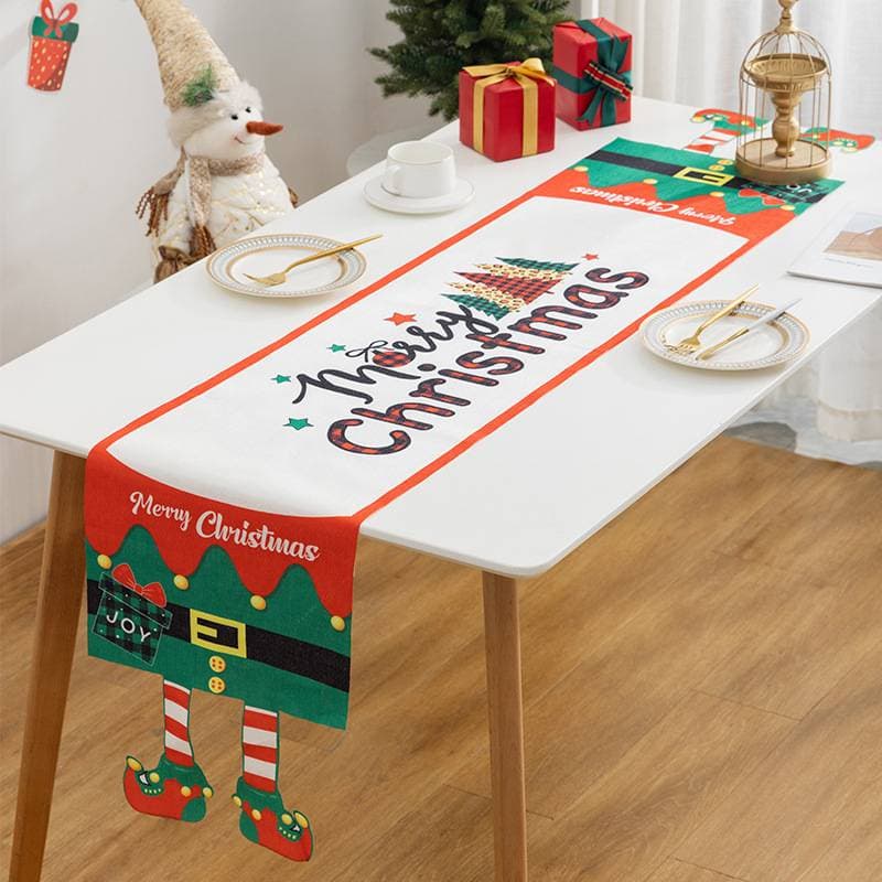 Christmas Decoration Christmas Elf Table Runner Festival Supplies Creative Table Runner Home Decoration Placemat Tablecloth