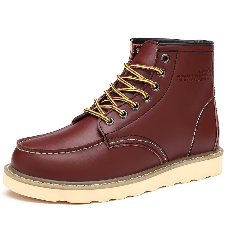 Bottines d'hiver en coton pour hommes Bottines montantes en cuir de vachette pour hommes