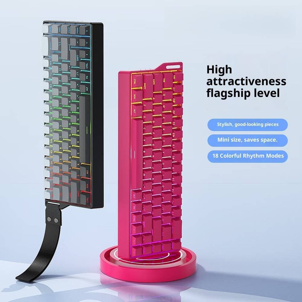 FV K68 Triple-Mode Wireless Mechanical Keyboard – 68-Key RGB Gaming Keyboard With Hot-Swappable Switches (Blue/Red/Black, Waterproof)