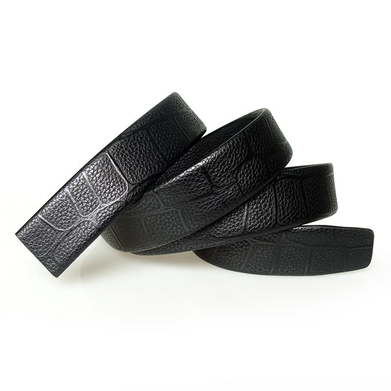 Men's Belts Buckleless Belt 3.6CM Men's Automatic Buckle Belt Two Layer Cowhide Transfer Film Leather Litchi Pattern Hemming Belt Strip