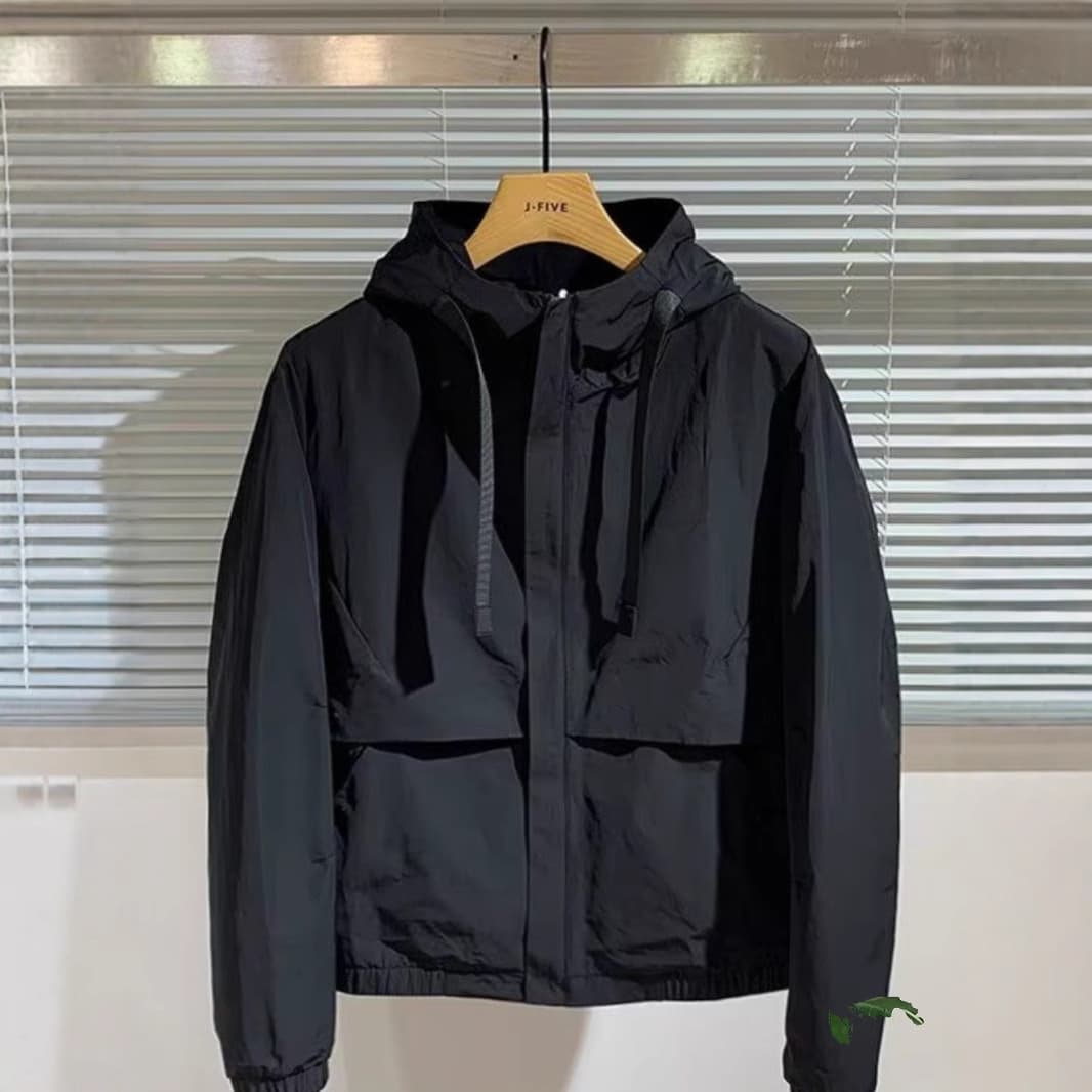 New autumn and winter men's minimalist jacket, casual cotton jacket, short trendy jacket, slim fit hooded top, trendy