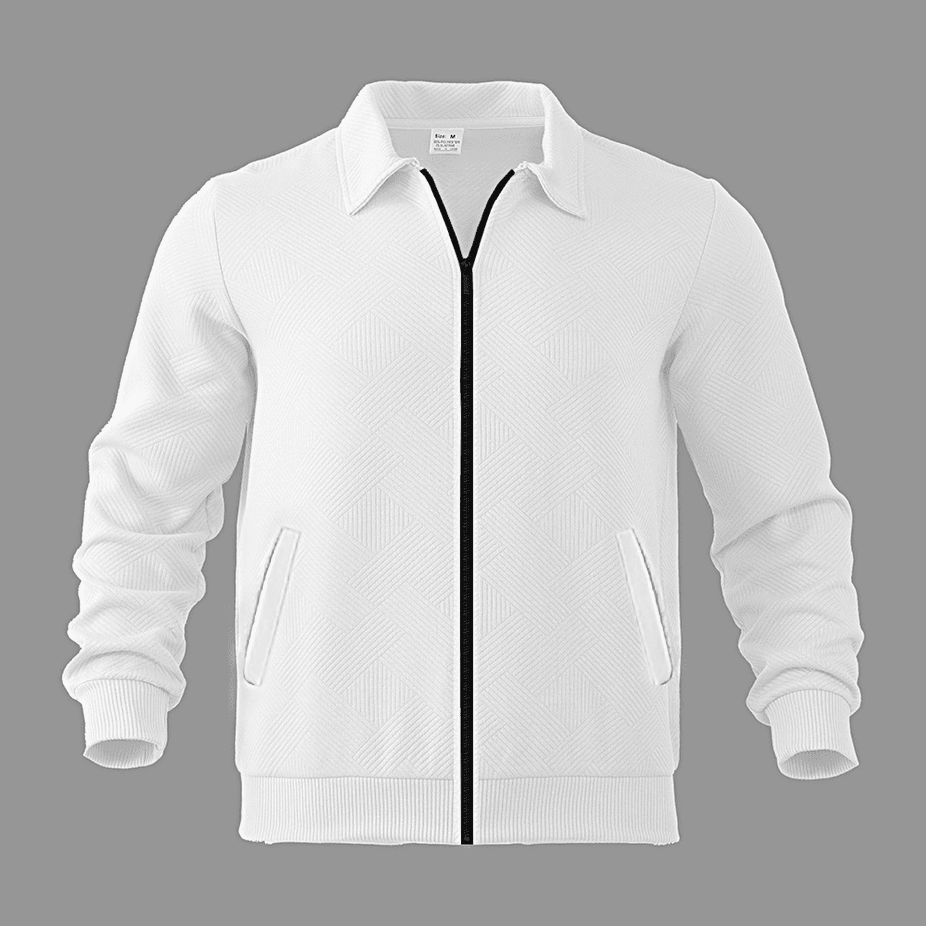 Men's Waffle Texture Casual Jacket - Slim Fit Stand Collar Zipper Coat, Lightweight Breathable Poly-Cotton Blend Outerwear (Black/White/Khaki/Navy)
