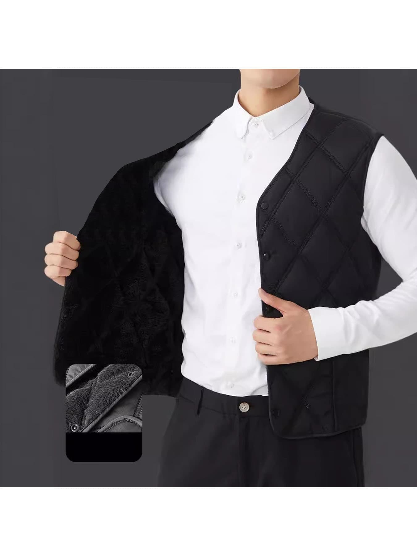 Autumn And Winter Men's Vest With Velvet Warm Tank Top For Interior And Exterior Wear With Velvet Casual Versatile Shoulder Coat