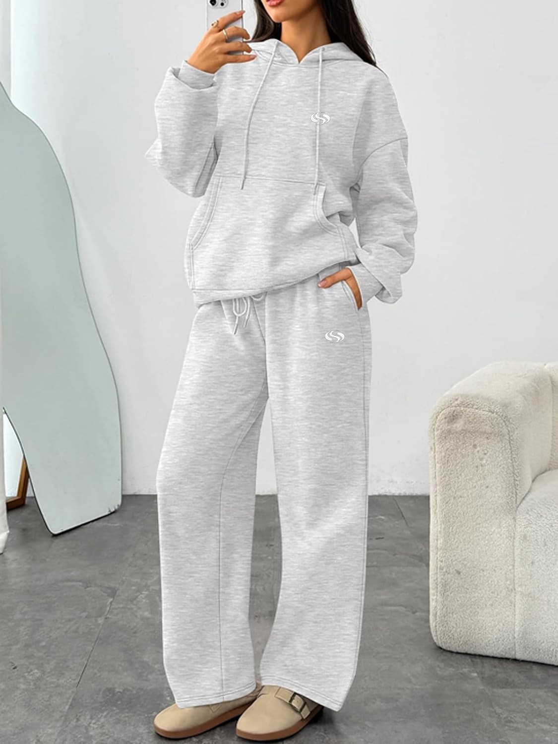 ​​Unisex Printed Fleece Tracksuit - Full-Zip Hoodie & Jogger Set For Streetwear Comfort​​-B3