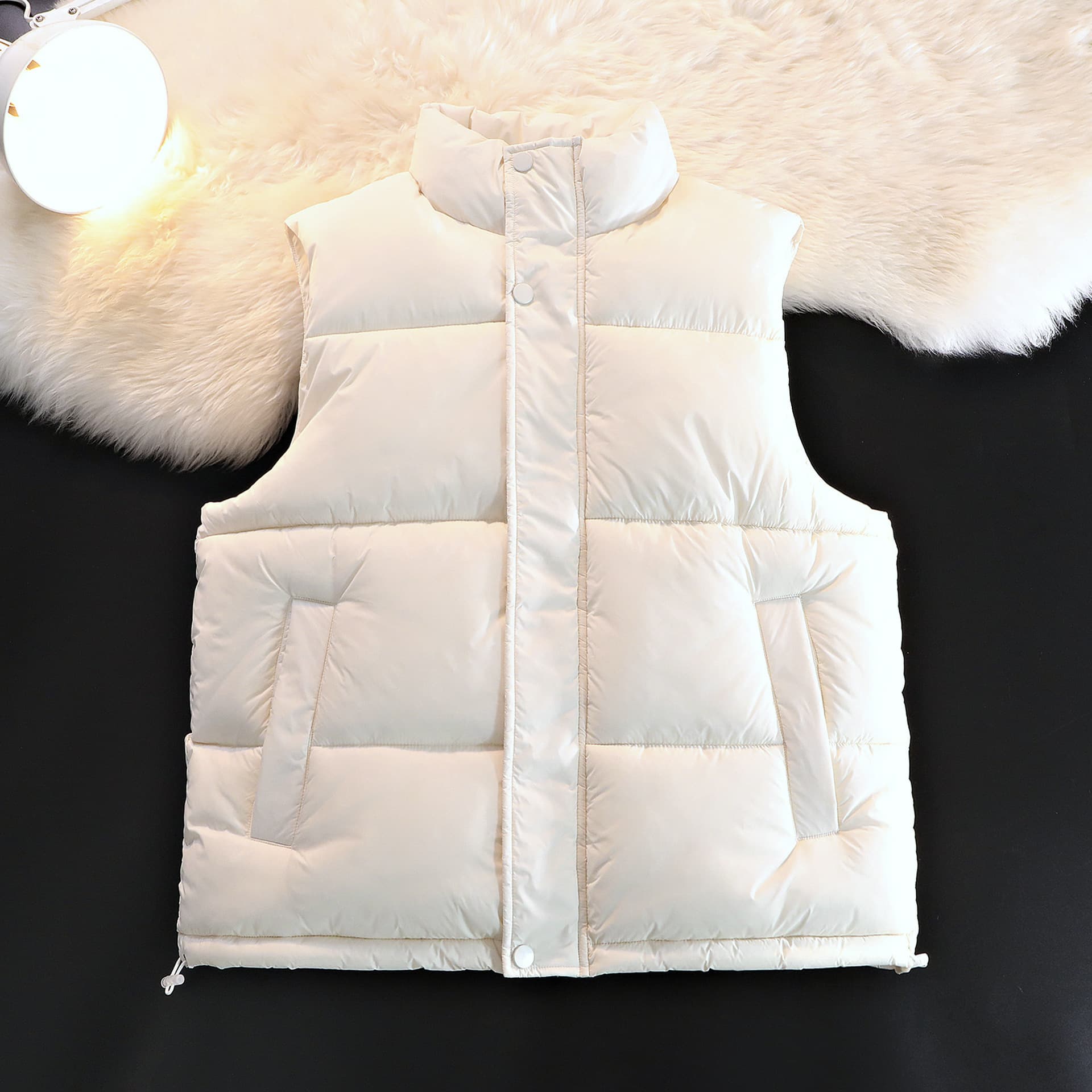 Men's Winter Fleece Vest With Stand Collar, Slim Fit Zip Up Jacket For Casual Outwear, Lightweight Warm Layering Piece​