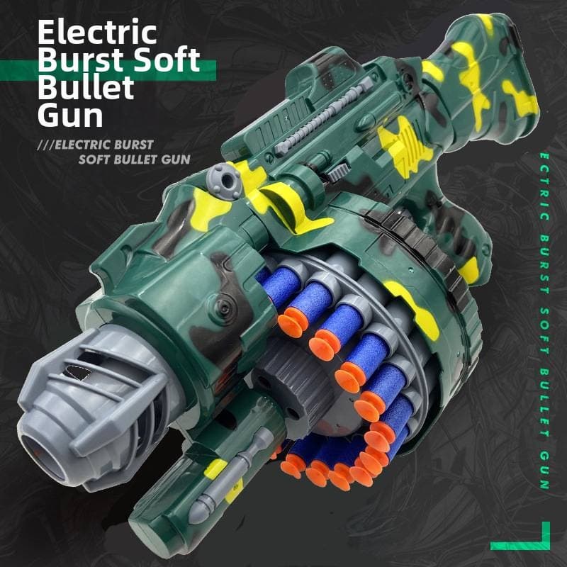 Electric Space Multi-Shot Gatling Soft Bullet Gun With Rotating Drum And Suction Cup Darts Children's Toy For Boys