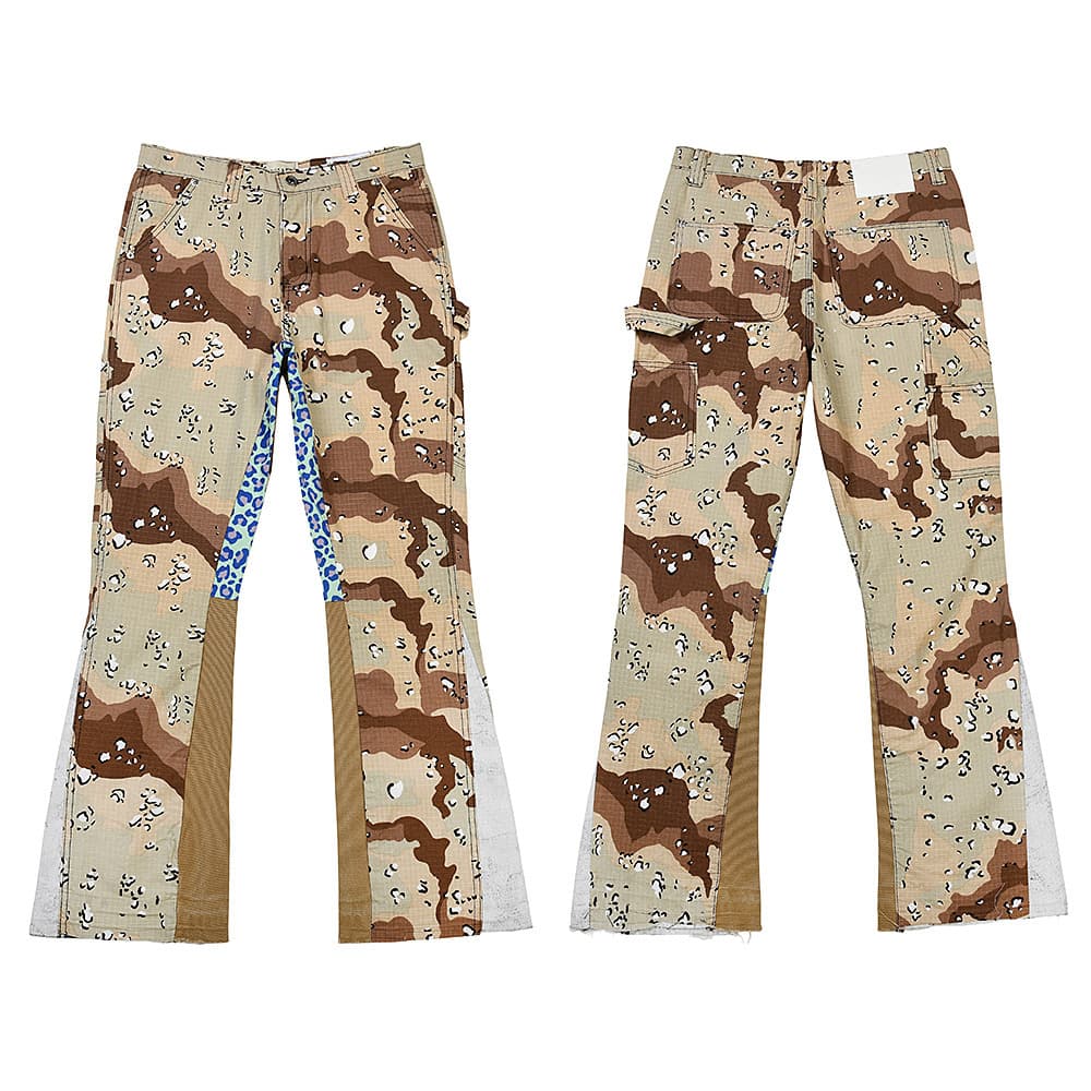 Camouflage Splatter Print Cargo Pants For Men & Women, Streetwear High-Waisted Wide-Leg Joggers, Hip-Hop Baggy Trousers For Casual Wear