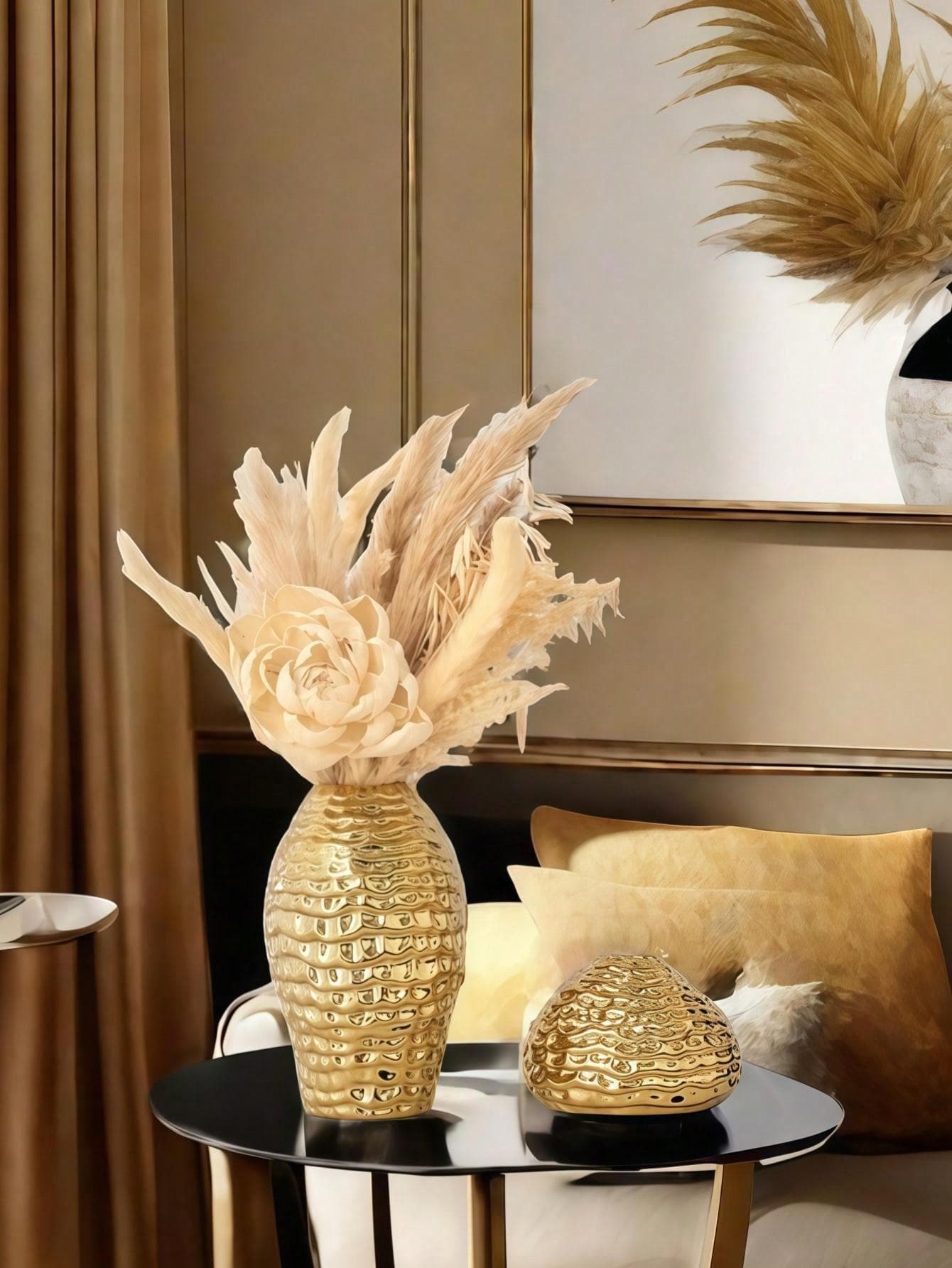 1 Modern Luxury Style Honeycomb Ceramic Vase Suitable For Decoration In Living Rooms, Lobbies, Dining Rooms, Bedroom Corners, And Other Spaces