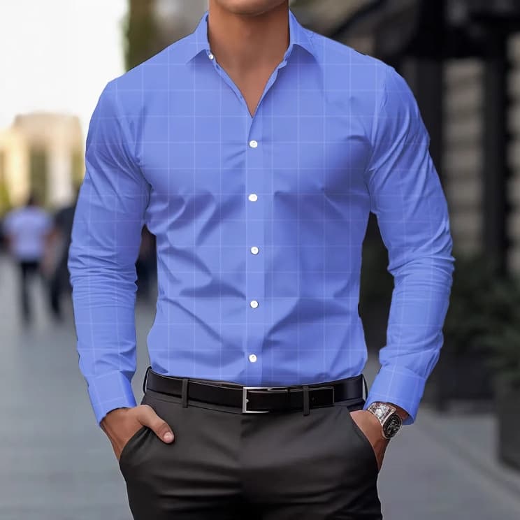 Hot Selling Four Sided Stretch Men's Large Size Casual Shirt Spring And Autumn Regular Business Shirt Plaid Design