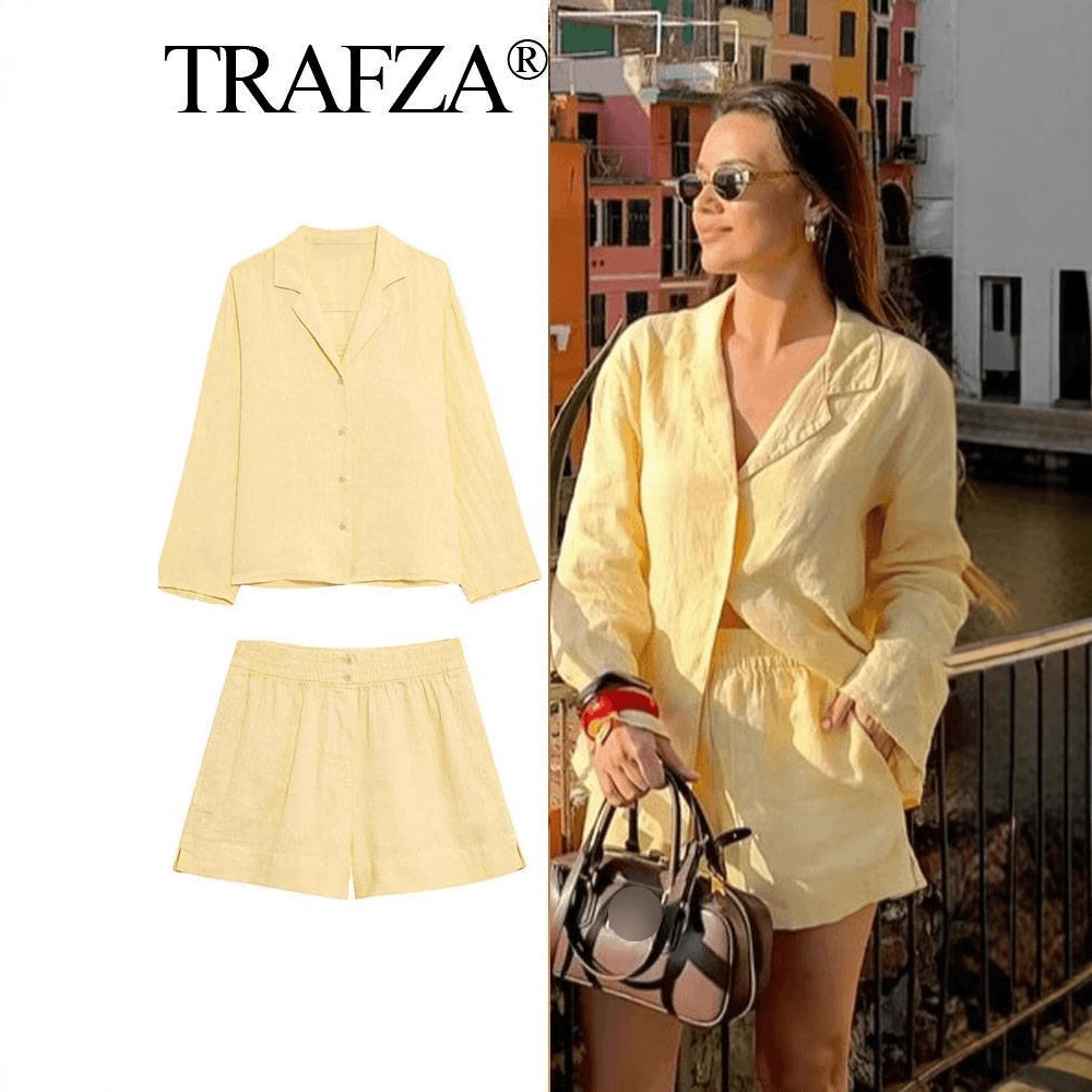 Women's Clothing Summer New Lapel Single Breasted Long Sleeved Shirt Mid Waist Casual Pants Suit
