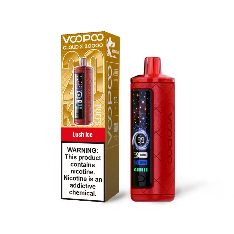 Lot de 2 cigarettes électroniques jetables VOOPOO Cloud X 20K, 20 000 bouffées, 25 ml, 6 mg de nicotine, batterie de 900 mAh, chargeur USB-C, d