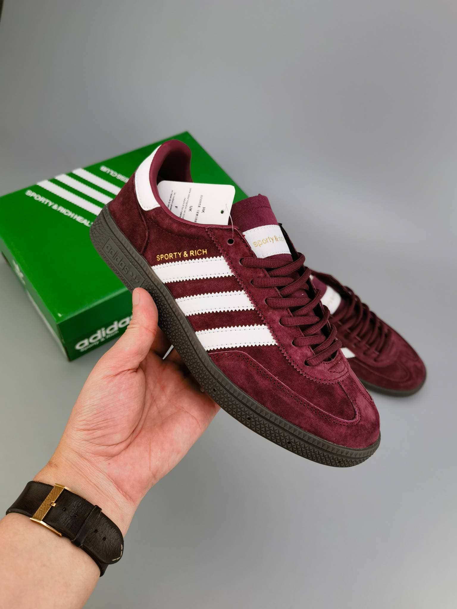 Baskets Sporty & Rich X Handball Spezial Collab en daim marron à semelle gomme, style rétro, basses, chaussures de marche décontractées, unisexes
