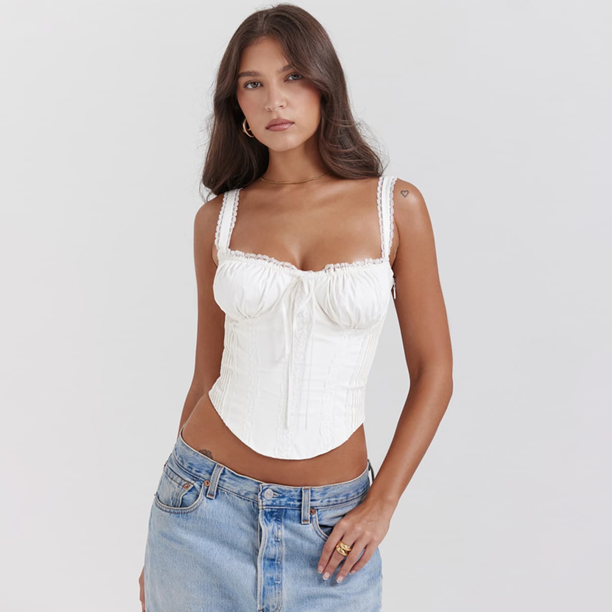 Women's lace splicing lacing short irregular sexy top Spice Girl halter vest