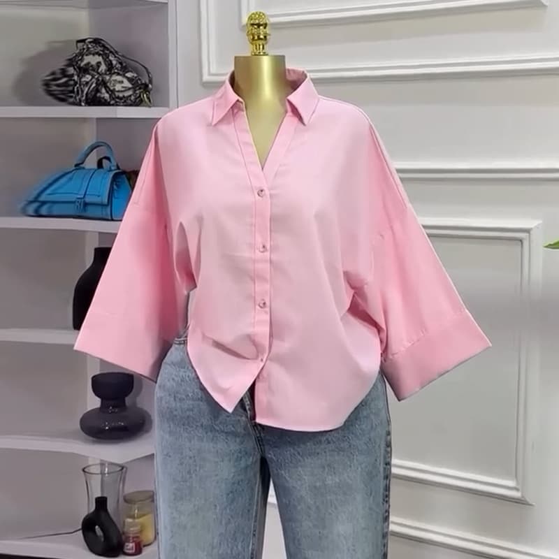 Chemise à rayures ample pour femme - Blouse décontractée, douce et tendance pour l'automne