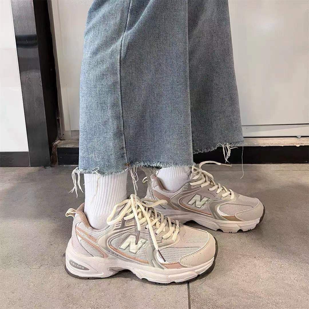 Chaussures pour femmes explosives avec le mot « N » gris éléphant, style rétro, version coréenne ultra tendance, chaussures de sport polyvale